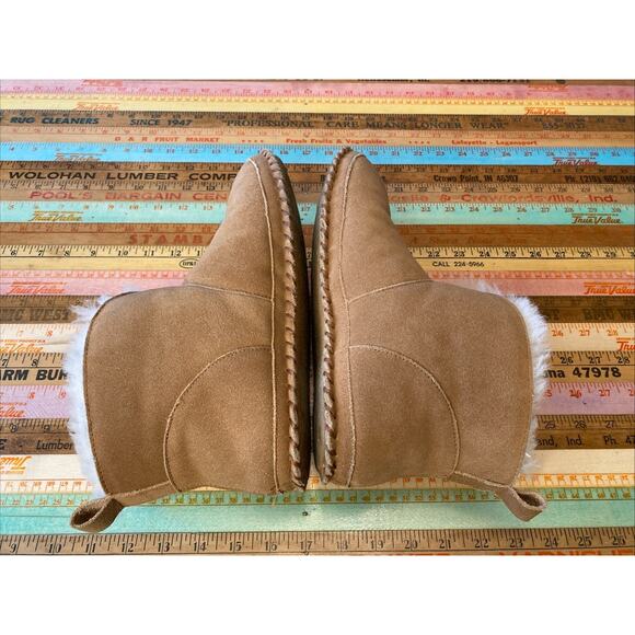 The Vermont Country Store Shearling Leather Bootie Slippers Soft Sole Sz 10 - Picture 6 of 12